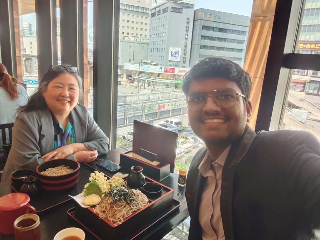 Shown here: Aravindhan met in person with Professor Pauline Kawamoto, Treasurer of the Japan PCS chapter.
